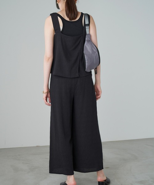 Chaco closet（チャコ クローゼット）の「スクエアネックトップス×リラックスワイドパンツ セットアップ（セットアップ・レディース・ネイビー/ライトピンク/イエロー系その他/ブラック/ベージュ・FREE）」の9枚目の写真