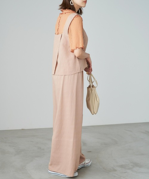 Chaco closet（チャコ クローゼット）の「スクエアネックトップス×リラックスワイドパンツ セットアップ（セットアップ・レディース・ネイビー/ライトピンク/イエロー系その他/ブラック/ベージュ・FREE）」の12枚目の写真