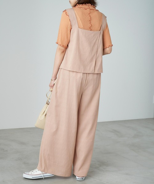 Chaco closet（チャコ クローゼット）の「スクエアネックトップス×リラックスワイドパンツ セットアップ（セットアップ・レディース・ネイビー/ライトピンク/イエロー系その他/ブラック/ベージュ・FREE）」の13枚目の写真