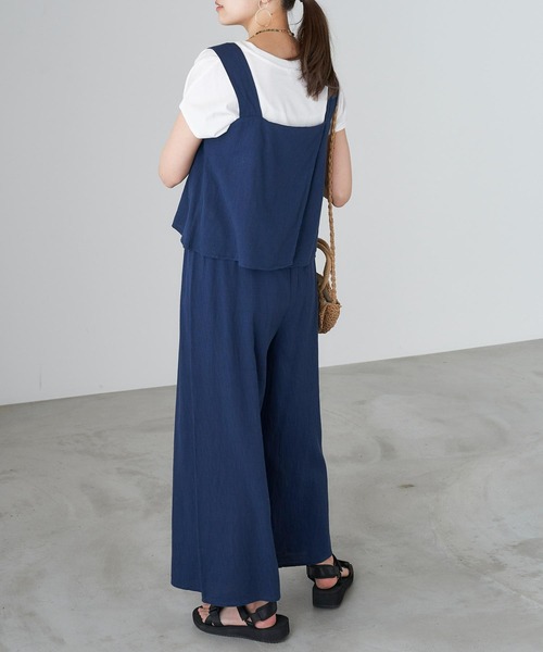 Chaco closet（チャコ クローゼット）の「スクエアネックトップス×リラックスワイドパンツ セットアップ（セットアップ・レディース・ネイビー/ライトピンク/イエロー系その他/ブラック/ベージュ・FREE）」の17枚目の写真