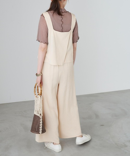 Chaco closet（チャコ クローゼット）の「スクエアネックトップス×リラックスワイドパンツ セットアップ（セットアップ・レディース・ネイビー/ライトピンク/イエロー系その他/ブラック/ベージュ・FREE）」の21枚目の写真