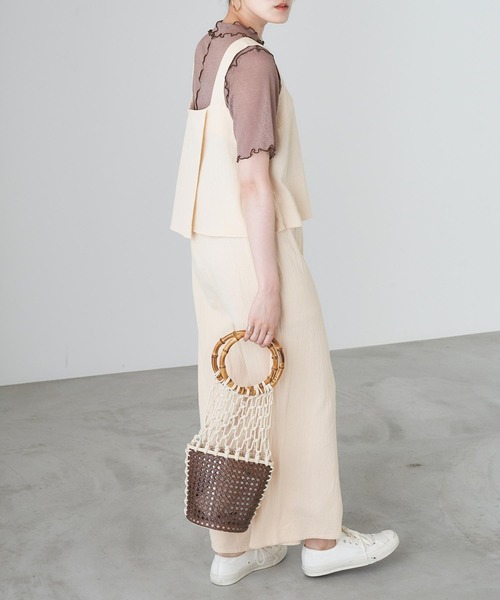 Chaco closet（チャコ クローゼット）の「スクエアネックトップス×リラックスワイドパンツ セットアップ（セットアップ・レディース・ネイビー/ライトピンク/イエロー系その他/ブラック/ベージュ・FREE）」の20枚目の写真