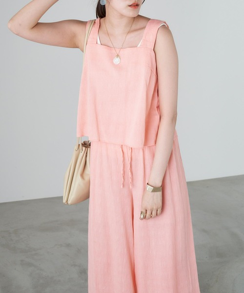 Chaco closet（チャコ クローゼット）の「スクエアネックトップス×リラックスワイドパンツ セットアップ（セットアップ・レディース・ネイビー/ライトピンク/イエロー系その他/ブラック/ベージュ・FREE）」の22枚目の写真