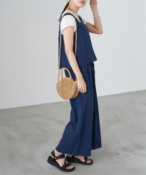 Chaco closet（チャコ クローゼット）の「スクエアネックトップス×リラックスワイドパンツ セットアップ（セットアップ・レディース・ネイビー/ライトピンク/イエロー系その他/ブラック/ベージュ・FREE）」の14枚目の写真