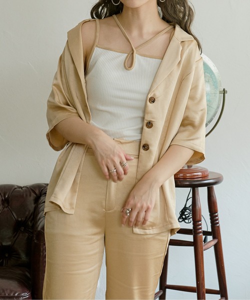 Ambre Neige（アンブルネージュ）の「クロスキャミソール／【WEB/EC限定商品】（キャミソール・レディース・ホワイト/ライトベージュ・FREE）」の3枚目の写真