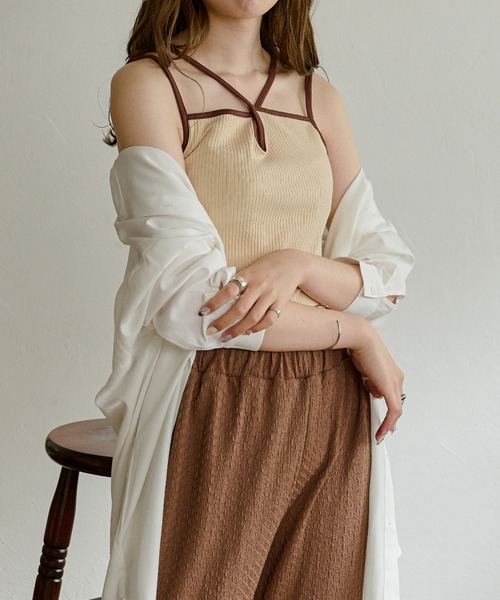 Ambre Neige（アンブルネージュ）の「クロスキャミソール／【WEB/EC限定商品】（キャミソール・レディース・ホワイト/ライトベージュ・FREE）」の6枚目の写真