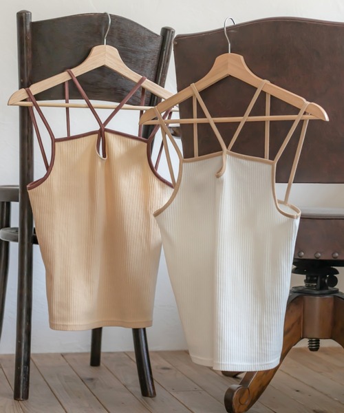 Ambre Neige（アンブルネージュ）の「クロスキャミソール／【WEB/EC限定商品】（キャミソール・レディース・ホワイト/ライトベージュ・FREE）」の9枚目の写真