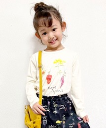 trois lapins kp | お花プリント長袖Tシャツ(100-130cm)(Tシャツ/カットソー)
