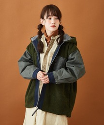 CUBE SUGAR（キューブシュガー）の「WEB限定 ボア × ツイル × 起毛グレンチェック × 裏地 フードブルゾン（ブルゾン）」