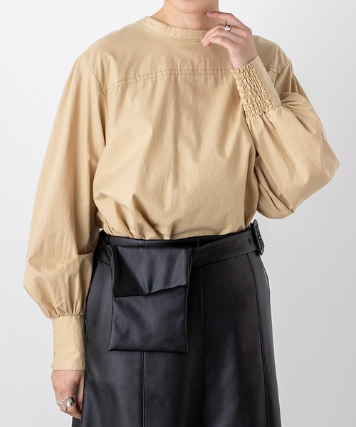 hunch(ハンチ)の「綿100% オーガニックコットンツイル 前後2WAY シャツチュニック(シャツ/ブラウス・レディース・ブラック/ベージュ/オフホワイト・FREE)」の1枚目の写真