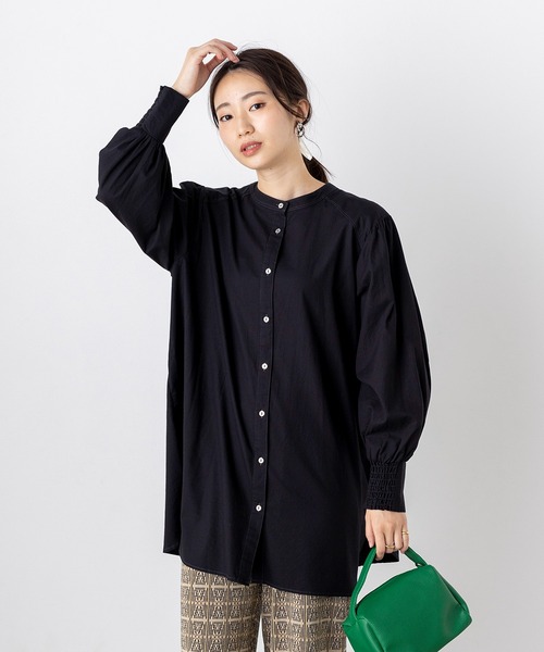 hunch(ハンチ)の「綿100% オーガニックコットンツイル 前後2WAY シャツチュニック(シャツ/ブラウス・レディース・ブラック/ベージュ/オフホワイト・FREE)」の3枚目の写真