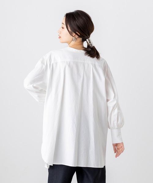 hunch(ハンチ)の「綿100% オーガニックコットンツイル 前後2WAY シャツチュニック(シャツ/ブラウス・レディース・ブラック/ベージュ/オフホワイト・FREE)」の9枚目の写真