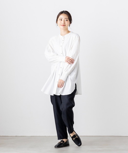 hunch(ハンチ)の「綿100% オーガニックコットンツイル 前後2WAY シャツチュニック(シャツ/ブラウス・レディース・ブラック/ベージュ/オフホワイト・FREE)」の11枚目の写真