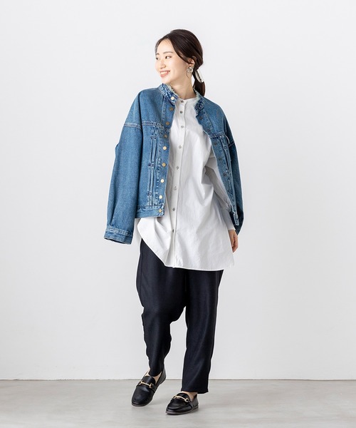 hunch(ハンチ)の「綿100% オーガニックコットンツイル 前後2WAY シャツチュニック(シャツ/ブラウス・レディース・ブラック/ベージュ/オフホワイト・FREE)」の15枚目の写真