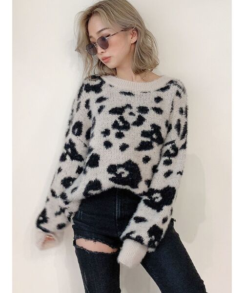 GYDA(ジェイダ)の「レオパードラインシャギーニットTOPS(ニット/セーター・レディース・アイボリー/ベージュ・FREE)」の12枚目の写真