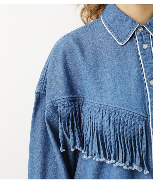 RODEO CROWNS WIDE BOWL（ロデオクラウンズワイドボウル）の「フリンジシャツ（シャツ/ブラウス・レディース・ブラック/ベージュ/ブルー・FREE）」の20枚目の写真