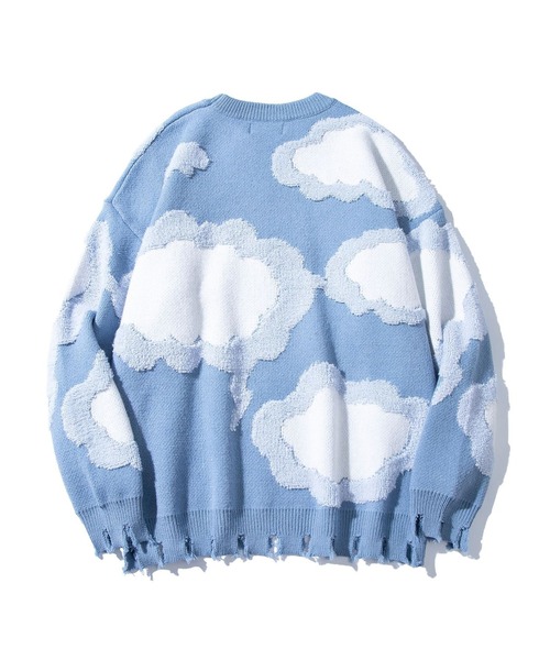 HOOK（フック）の「【HOOK】裾ダメージ加工雲柄ニット風スウェット
