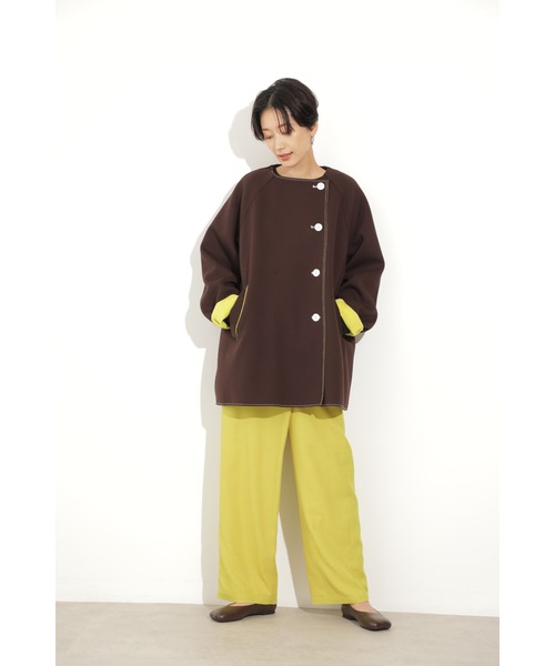 CREOLME（クレオルム）の「(CREOLME)ボンディングビッグジャケット（その他アウター・レディース・ブラウン/ネイビー・ONE SIZE）」の14枚目の写真