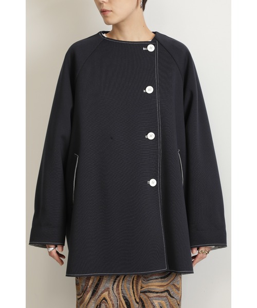 CREOLME（クレオルム）の「(CREOLME)ボンディングビッグジャケット（その他アウター・レディース・ブラウン/ネイビー・ONE SIZE）」の6枚目の写真