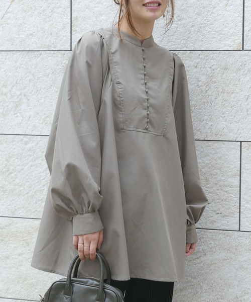 CORNERS（コーナーズ）の「ボリュームスリーブ2wayブラウス（シャツ/ブラウス・レディース・ホワイト/ブラック/ブラウン/グレイッシュベージュ・M）」の7枚目の写真