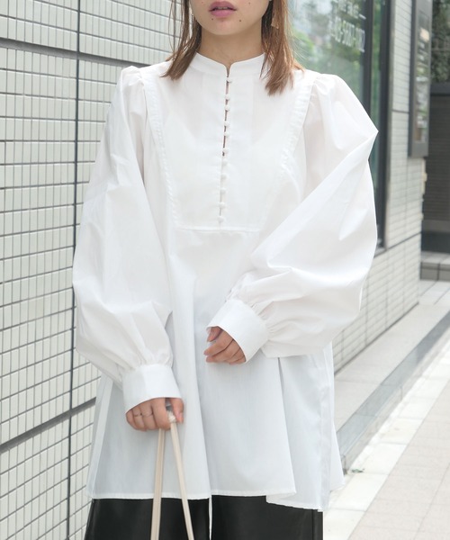 CORNERS（コーナーズ）の「ボリュームスリーブ2wayブラウス（シャツ/ブラウス・レディース・ホワイト/ブラック/ブラウン/グレイッシュベージュ・M）」の8枚目の写真