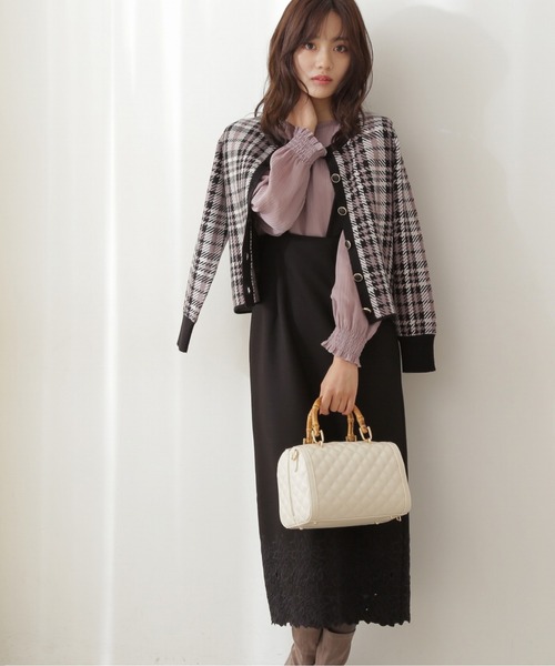 PROPORTION BODY DRESSING（プロポーションボディドレッシング）の「チェックジャガードカーディガン / 1211274904（カーディガン/ボレロ・レディース・ブラック/グレー・SMALL/MEDIUM）」の6枚目の写真