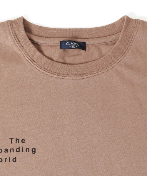 GLAZOS（グラソス）の「天竺・ドロップショルダー袖ロゴフォトプリント長袖Tシャツ（Tシャツ/カットソー・キッズ・ライム/チャコールグレー/ブラウン・140cm/160cm/130cm/150cm/170cm）」の8枚目の写真
