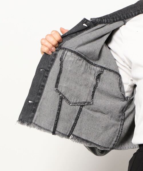 RETRO GIRL（レトロガール）の「ダメージショートGジャン（デニムジャケット・レディース・ブラック/レッド/オフホワイト/ケミカルウォッシュ・FREE）」の17枚目の写真