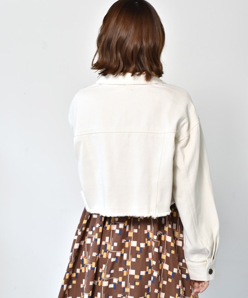 RETRO GIRL（レトロガール）の「ダメージショートGジャン（デニムジャケット・レディース・ブラック/レッド/オフホワイト/ケミカルウォッシュ・FREE）」の16枚目の写真