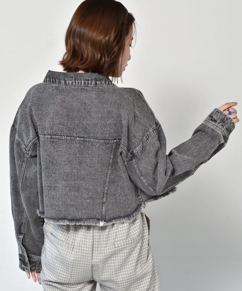 RETRO GIRL（レトロガール）の「ダメージショートGジャン（デニムジャケット・レディース・ブラック/レッド/オフホワイト/ケミカルウォッシュ・FREE）」の22枚目の写真