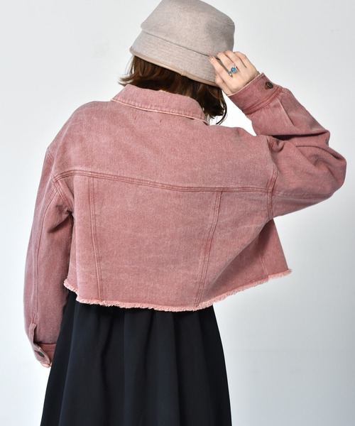 RETRO GIRL（レトロガール）の「ダメージショートGジャン（デニムジャケット・レディース・ブラック/レッド/オフホワイト/ケミカルウォッシュ・FREE）」の20枚目の写真