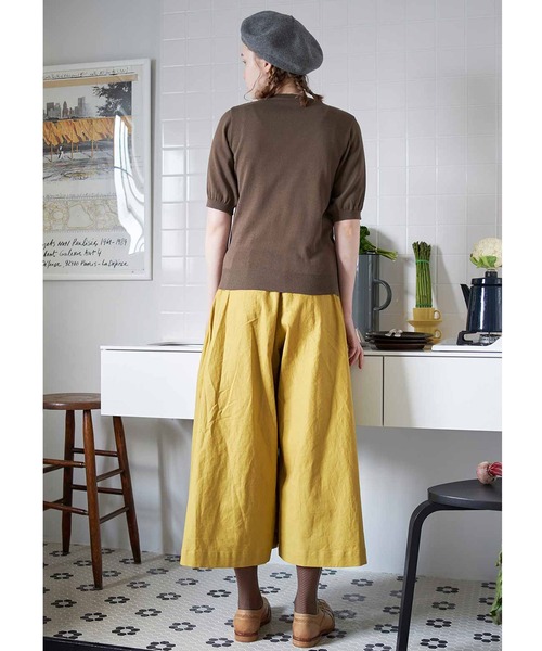 シロップ．（シロップ．）の「スカートみたいなちょい厚コットンリネンのボリュームガウチョパンツ（その他パンツ・レディース・グリーン/マスタード・SMALL/MEDIUM/LARGE/X-LARGE/XX-LARGE）」の3枚目の写真
