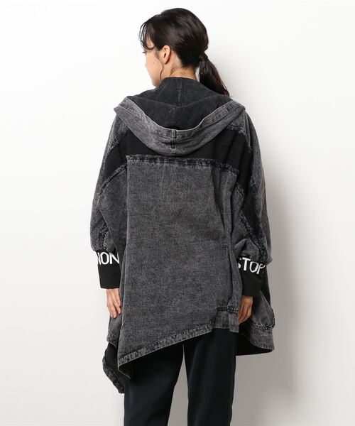 rovtski（ロフトスキー）の「ビッグシルエット デニムアシメフードブルゾン（ブルゾン・レディース・ブラック・FREE）」の4枚目の写真