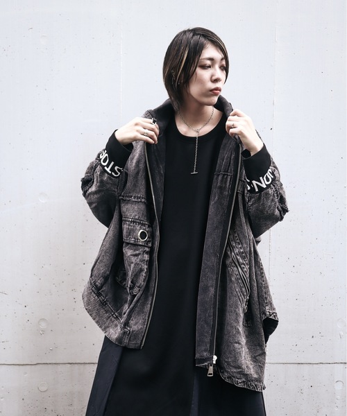 rovtski（ロフトスキー）の「ビッグシルエット デニムアシメフードブルゾン（ブルゾン・レディース・ブラック・FREE）」の13枚目の写真