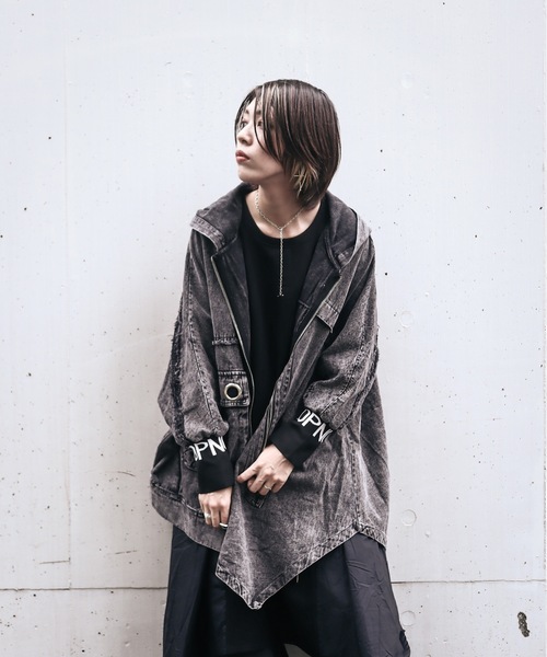 rovtski（ロフトスキー）の「ビッグシルエット デニムアシメフードブルゾン（ブルゾン・レディース・ブラック・FREE）」の8枚目の写真