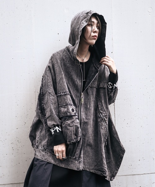 rovtski（ロフトスキー）の「ビッグシルエット デニムアシメフードブルゾン（ブルゾン・レディース・ブラック・FREE）」の17枚目の写真