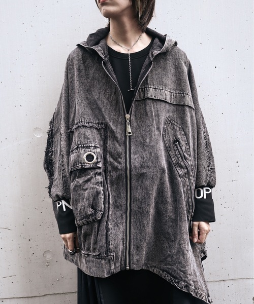 rovtski（ロフトスキー）の「ビッグシルエット デニムアシメフードブルゾン（ブルゾン・レディース・ブラック・FREE）」の14枚目の写真