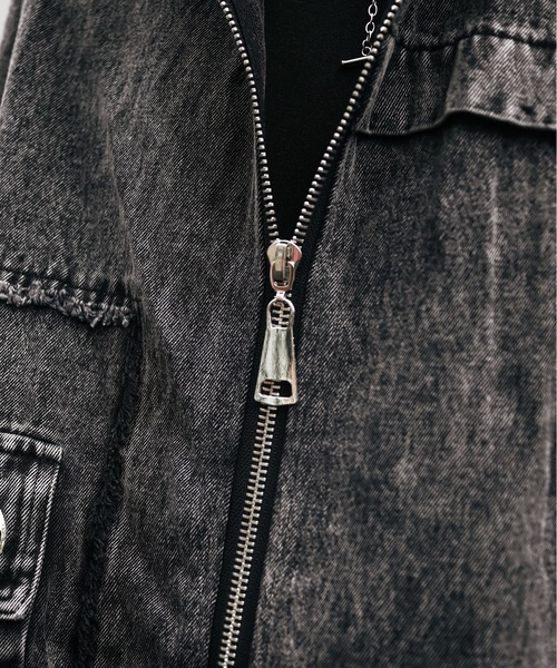 rovtski（ロフトスキー）の「ビッグシルエット デニムアシメフードブルゾン（ブルゾン・レディース・ブラック・FREE）」の3枚目の写真