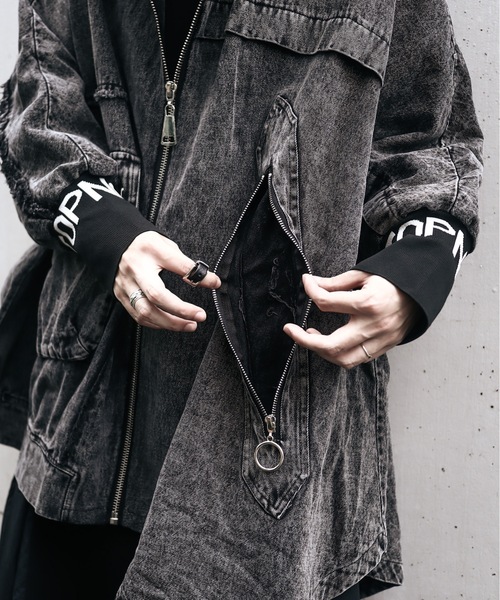 rovtski（ロフトスキー）の「ビッグシルエット デニムアシメフードブルゾン（ブルゾン・レディース・ブラック・FREE）」の6枚目の写真