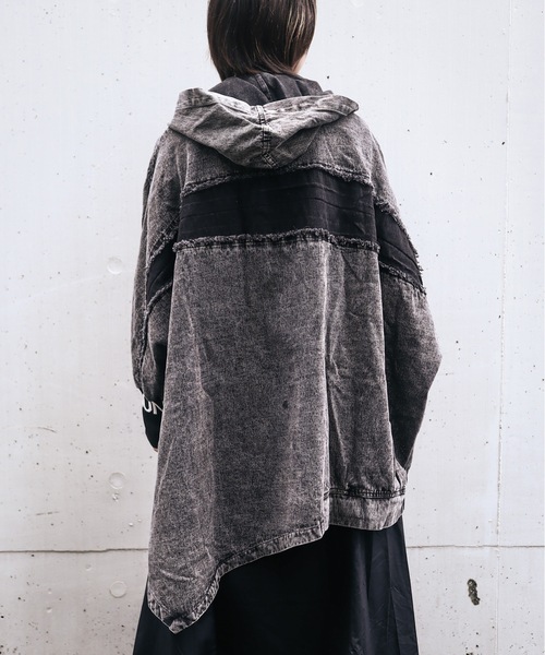 rovtski（ロフトスキー）の「ビッグシルエット デニムアシメフードブルゾン（ブルゾン・レディース・ブラック・FREE）」の18枚目の写真