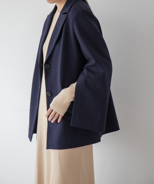 yuw(ユウ)の「TWILL SLIT JACKET 229670(テーラードジャケット・レディース・ネイビー/レッド・FREE)」の8枚目の写真