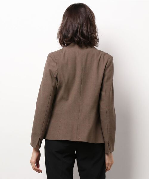 Alexander Julian（アレキサンダージュリアン）の「アレキサンダージュリアンレディース/ALEXANDER JULIAN：Women ガンクラブチェック セットアップ カラーレスジャケット（セットアップパンツ・スカートございます）（スーツジャケット・レディース・ブラウン・MEDIUM/LARGE）」の3枚目の写真