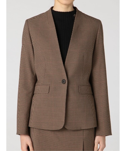 Alexander Julian（アレキサンダージュリアン）の「アレキサンダージュリアンレディース/ALEXANDER JULIAN：Women ガンクラブチェック セットアップ カラーレスジャケット（セットアップパンツ・スカートございます）（スーツジャケット・レディース・ブラウン・MEDIUM/LARGE）」の8枚目の写真