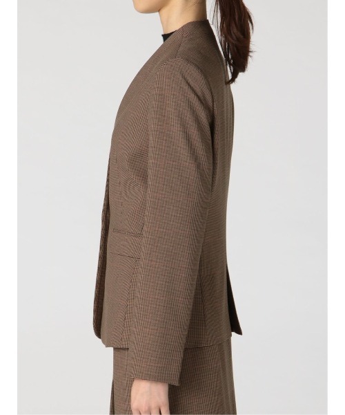 Alexander Julian（アレキサンダージュリアン）の「アレキサンダージュリアンレディース/ALEXANDER JULIAN：Women ガンクラブチェック セットアップ カラーレスジャケット（セットアップパンツ・スカートございます）（スーツジャケット・レディース・ブラウン・MEDIUM/LARGE）」の10枚目の写真