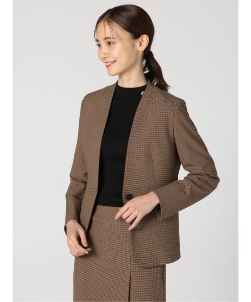 Alexander Julian（アレキサンダージュリアン）の「アレキサンダージュリアンレディース/ALEXANDER JULIAN：Women ガンクラブチェック セットアップ カラーレスジャケット（セットアップパンツ・スカートございます）（スーツジャケット・レディース・ブラウン・MEDIUM/LARGE）」の11枚目の写真
