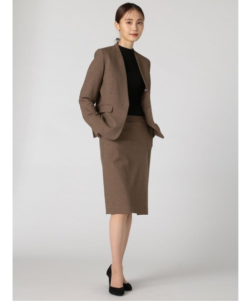 Alexander Julian（アレキサンダージュリアン）の「アレキサンダージュリアンレディース/ALEXANDER JULIAN：Women ガンクラブチェック セットアップ カラーレスジャケット（セットアップパンツ・スカートございます）（スーツジャケット・レディース・ブラウン・MEDIUM/LARGE）」の15枚目の写真