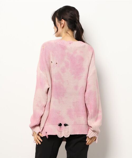 FIG&VIPER（フィグアンドバイパー）の「タイダイダメージBIGニット（ニット/セーター・レディース・ピンク/カーキ/アイボリー・FREE）」の16枚目の写真