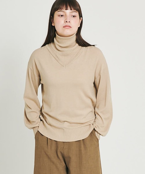 ikka(イッカ)の「√M ルートエム パフスリーブニット(ニット/セーター・レディース・エンジ/キャメル/ダークネイビー・M/L)」の9枚目の写真