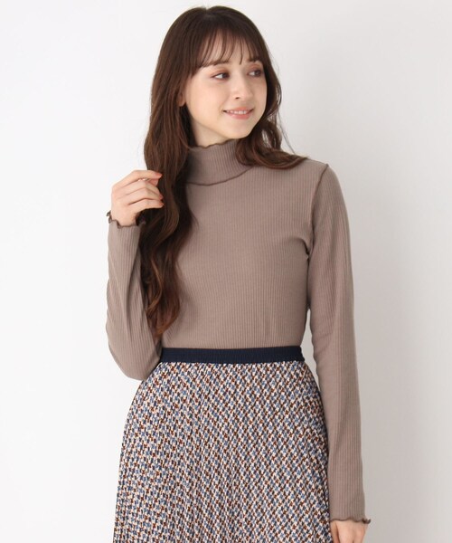 ITS'DEMO（イッツデモ）の「◆テレコメロウハイネックプルオーバー（Tシャツ/カットソー・レディース・こしょう色系6/ブラウン系その他/アイボリー/ブラック・38/40）」の3枚目の写真