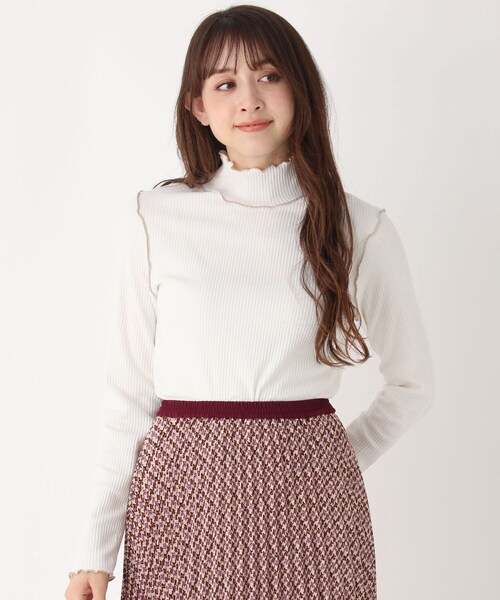 ITS'DEMO（イッツデモ）の「◆テレコメロウハイネックプルオーバー（Tシャツ/カットソー・レディース・こしょう色系6/ブラウン系その他/アイボリー/ブラック・38/40）」の2枚目の写真